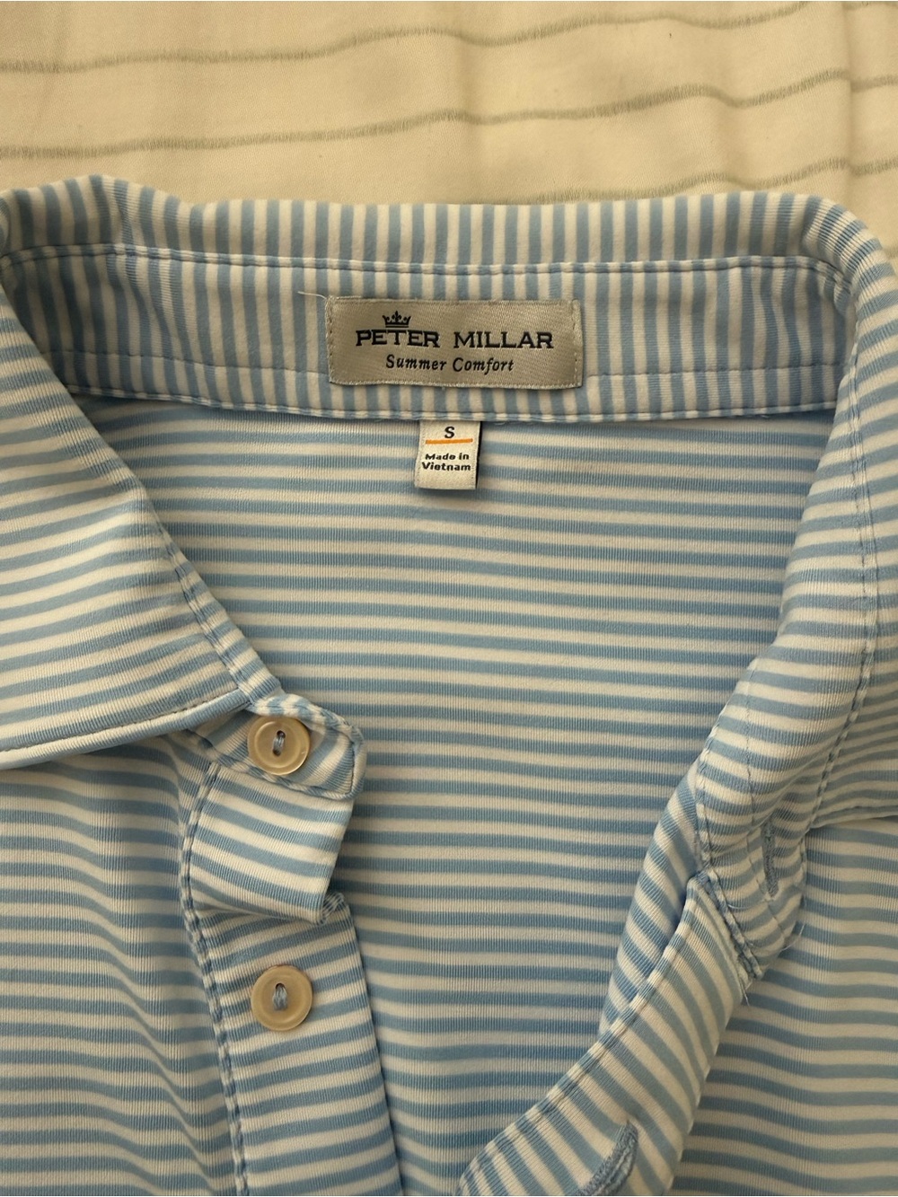 Grove XXIII Peter Millar Summer Comfort Blue Striped Golf Shirt - Picture 2 of 3